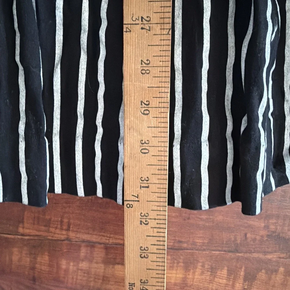 Pinup Couture Dress XS Black White Stripe Fit Flare Midi Pockets Lined Boning